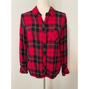 Rails Women’s Hunter Button Down Shirt Medium Red Tartan Plaid Long Sleeve 100%